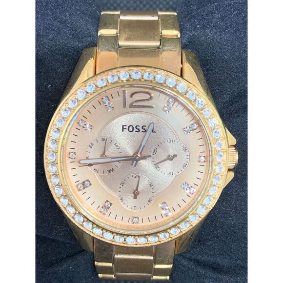 Fossil ES2811 Men's Watch Rose Gold Plated 38mm Case Quartz Analog Ladies O892 - Picture 1 of 8